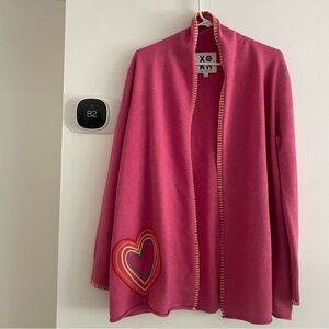 Rosenthal Pink Knit Cardigan with Heart Detail size Large